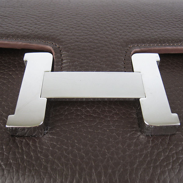 7A Hermes Constance Togo Leather Single Bag Dark Coffee Silver Hardware H020 - Click Image to Close